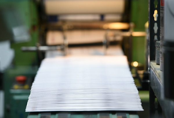 Stack of envelopes after being printed